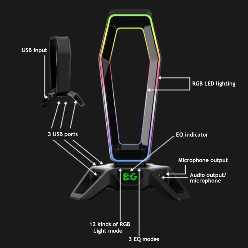 RGB USB Headset Stand