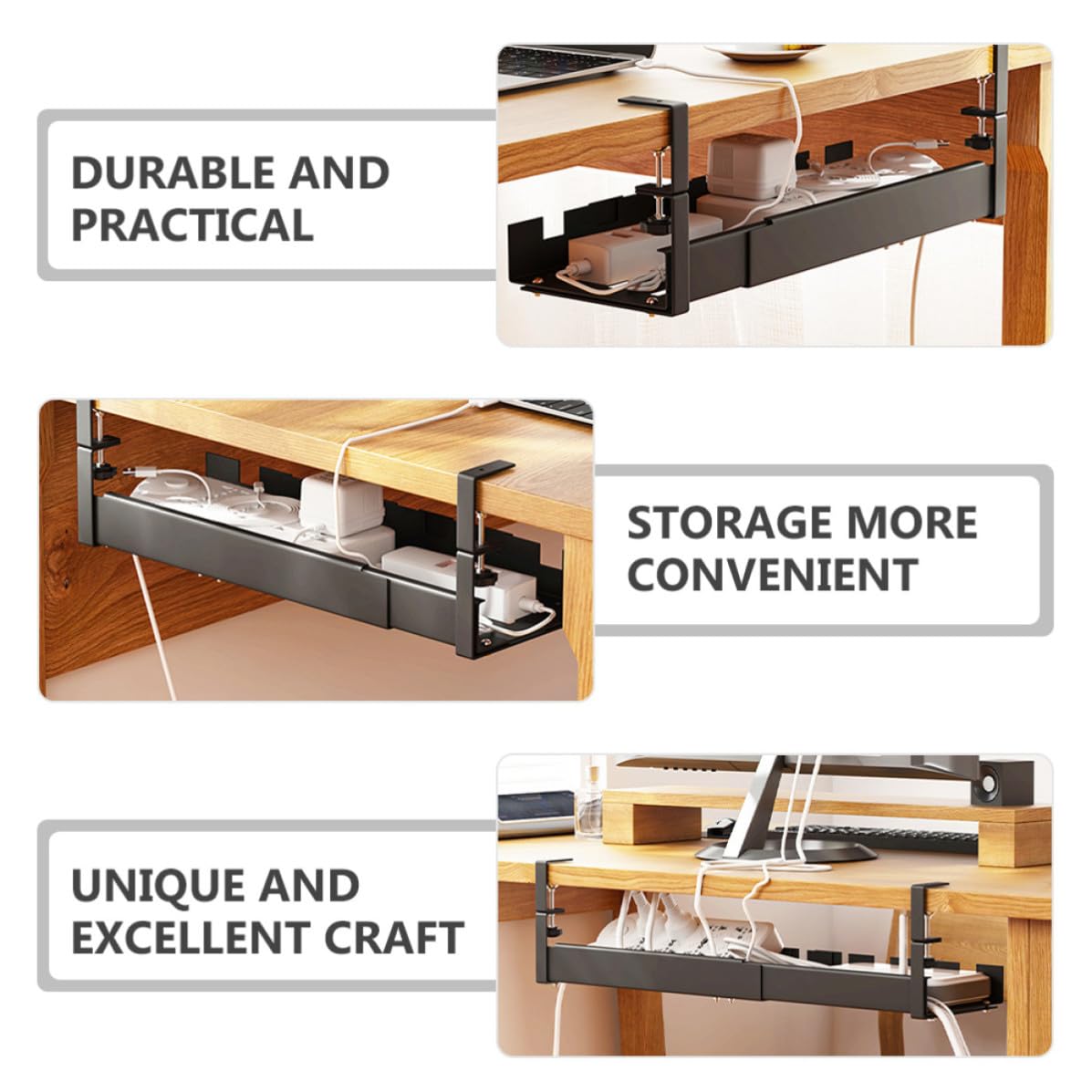 Adjustable Under-Desk Cable Tray