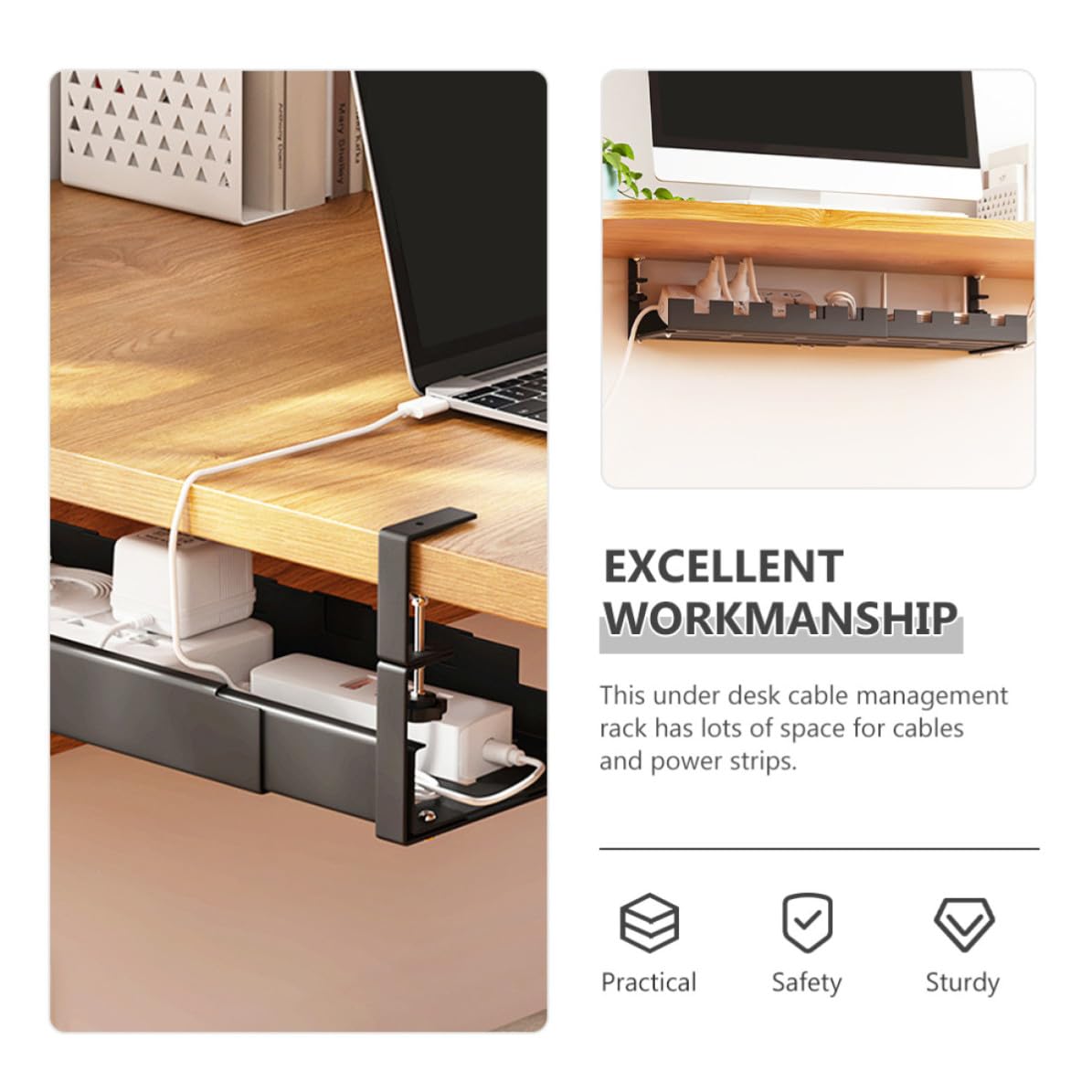 Adjustable Under-Desk Cable Tray