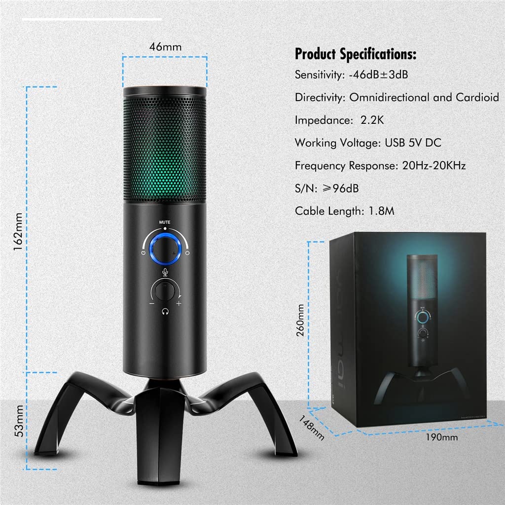 RGB USB Condenser Gaming Microphone