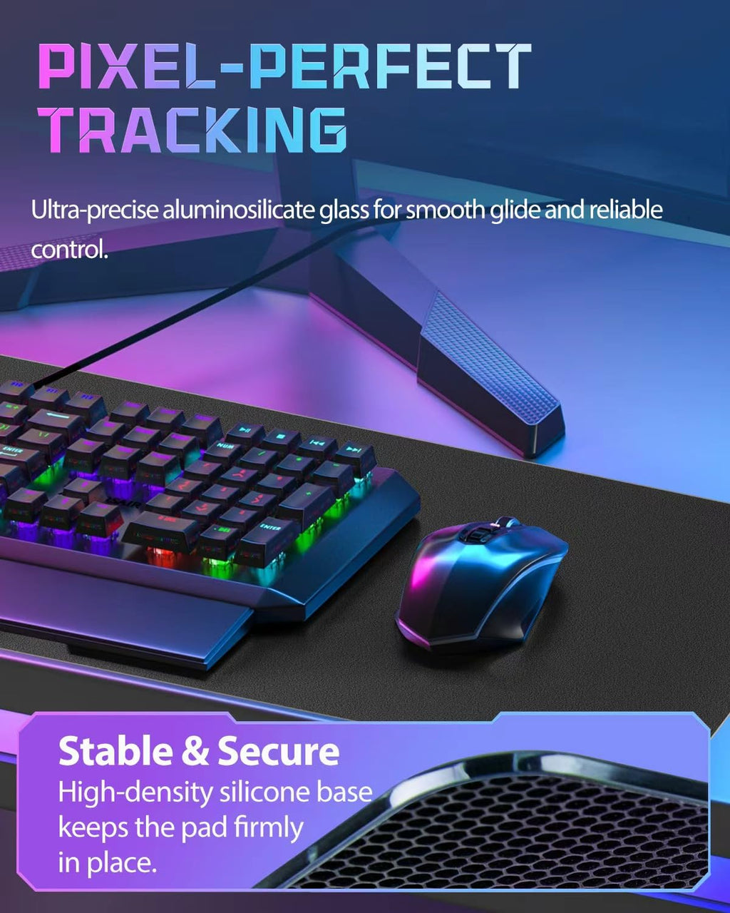 XXL Glass Gaming Desk Mat