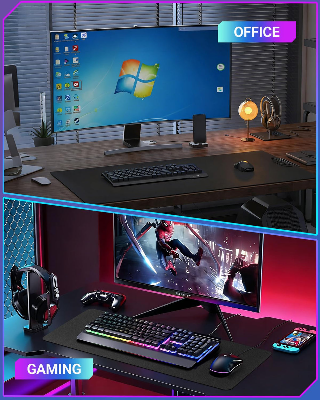 XXL Glass Gaming Desk Mat