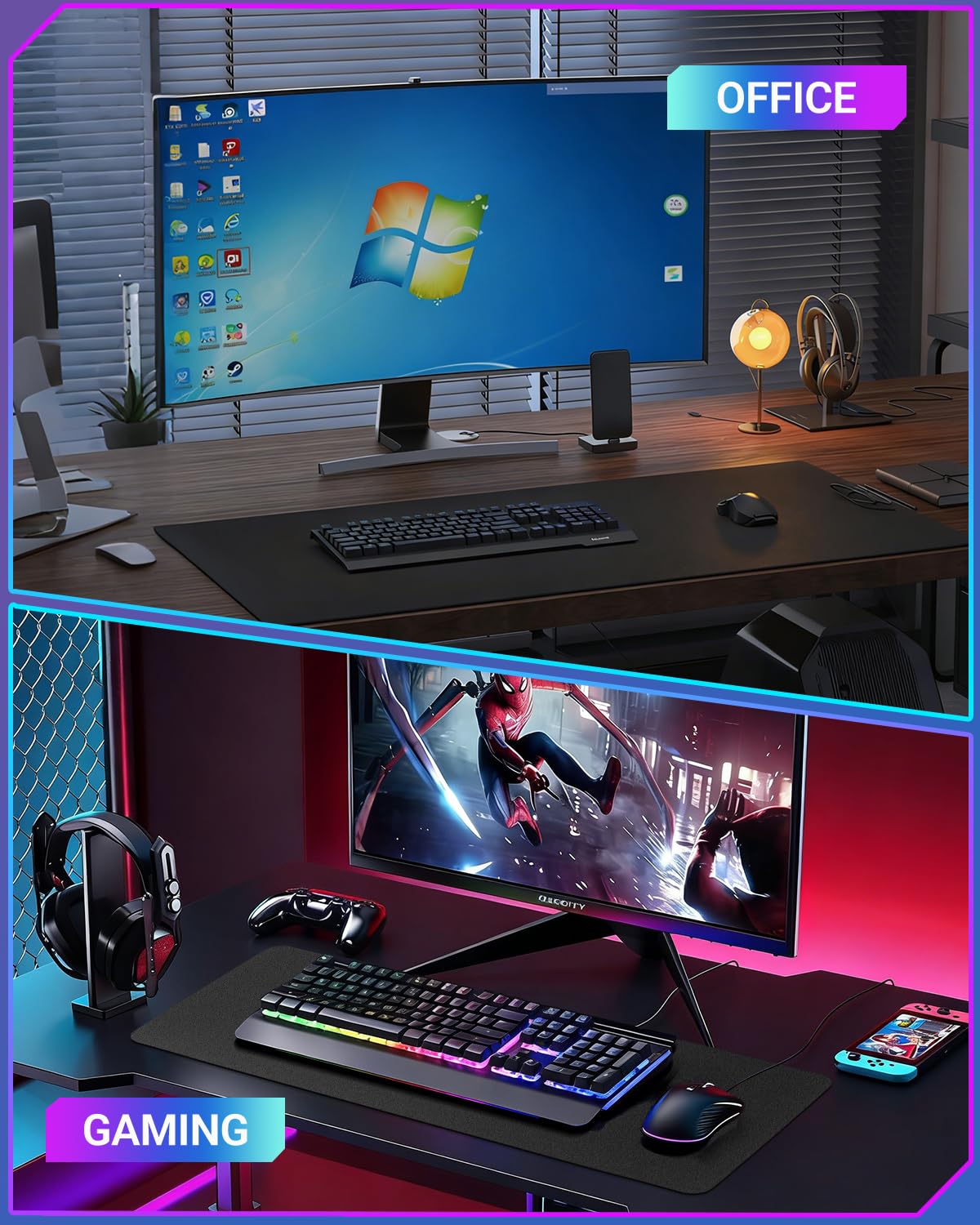XXL Glass Gaming Desk Mat