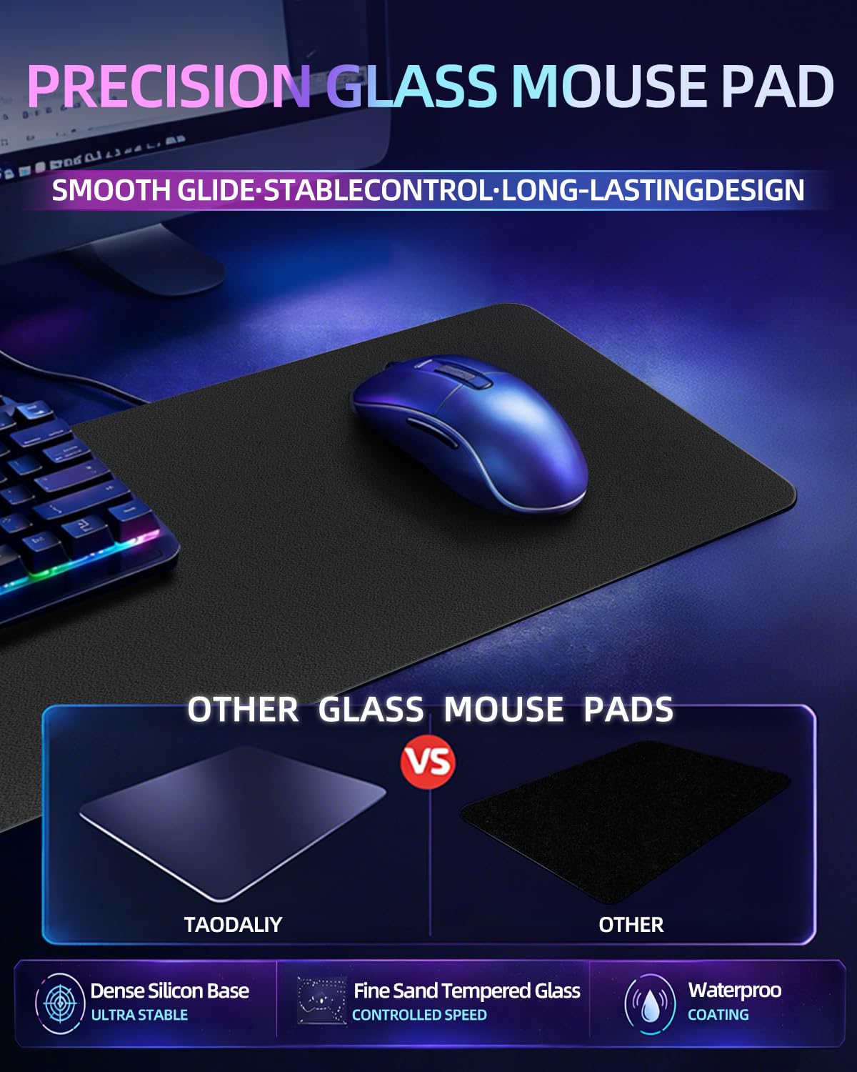 XXL Glass Gaming Desk Mat