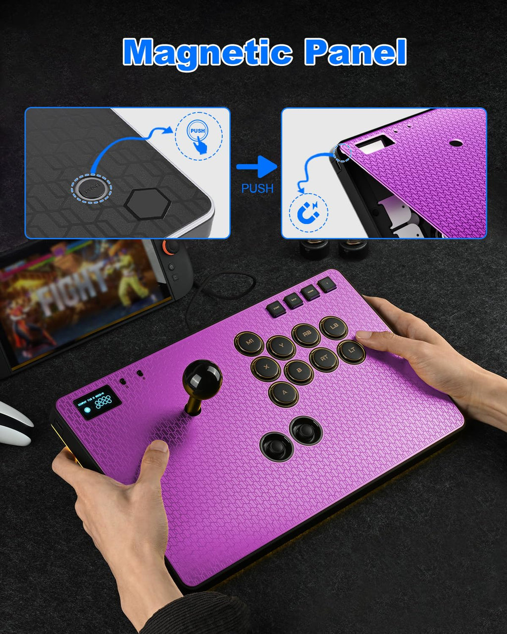 RGB Leverless Arcade Fight Stick – Purple